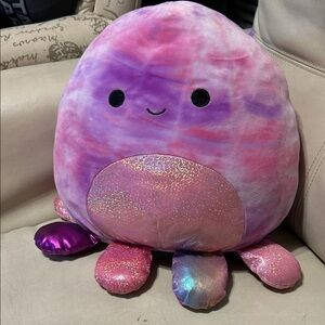 Squishmallows Pink and Purple Plush Octopus Pillow